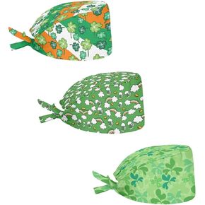 Babrukda 3 Pack Set Cap with Sweatband Adjustable Tie Back Hat Headgear Beanie Turban Hat