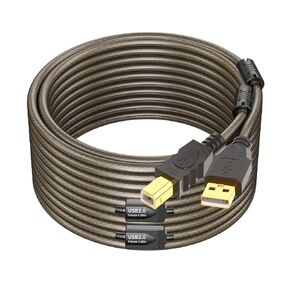 كابل الطابعة 60 قدمًا، سلك الطابعة USB 2.0 USB A إلى B، سلك الماسح الضوئي، كابل طابعة USB نشط عالي السرعة، كابل USB للطابعة متوافق مع الطابعة والماسح الضوئي وجهاز الفاكس