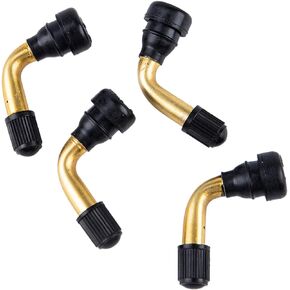 YUENTOEN 4Pcs Tire Valve Stem Bent 45 Degree Angled for Bolt-in Valve Stem, Snap-in Rubber Base Tubeless Tire Rim Valve for Motorcycle, Scooter, ATV