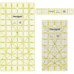 Dritz Rectangle Set-Omnigrid Quilting Ruler, 1"x6", 4"x8" and 6"x12", Clear
