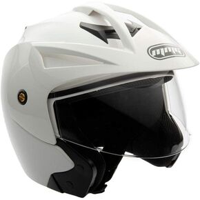 MMG (Model 20) Motorcycle Open Face Helmet DOT Street Legal - Flip Up Clear Visor (M, Shiny Blue)
