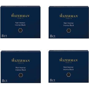 Waterman Refill Cartridges for Fountain Pens, Intense Black Ink, Pack of 24 (S0110850)