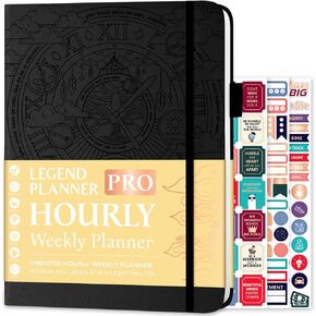 Legend Planner PRO Hourly Schedule - Weekly & Daily Organizer with Time Slots. Appointment Book Journal for Work & Personal, A4 (Black)