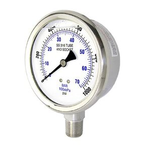 PIC Gauges 301T-254H 2.5" Dial 0/300 psi Range, 2-1-2% Accuracy