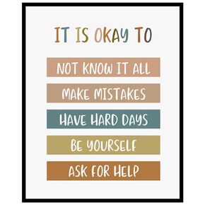 Boho Classroom Decor It Is Okay To Be Yourself Classroom Wall Decor Teacher Gift Child Art Playroom Decor Classroom Quotes - UNFRAMED (11X14 INCH)