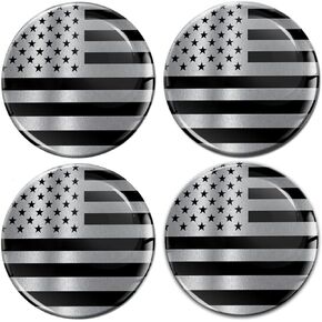 4 x 55mm 3D Domed Car Wheel Centre Cap Stickers for Hub Cap Rim Cover Decals Auto Tuning Emblem USA Flag United States Silver A 10955