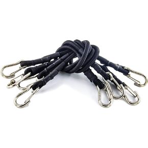 Bungee Cords Elastic Straps with Hooks Lightweight Duty Bungee Cord (12 inch x 10 pack, Black)