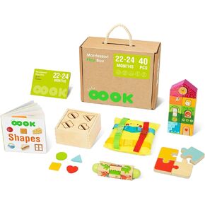 Montessori Toys for Babies 0-6 Months, 7 in 1 Learning Educational Set Newborn Toys (Includes Tummy Time Toys,Beaded Raindrops,Fabric Blocks,Rolling Drum,interocking Discs)