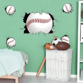 ملصقات حائط كبيرة للبيسبول ثلاثية الأبعاد، ملصقات جدارية لكرات رياضية ثلاثية الأبعاد، قابلة للتقشير واللصق، ملصقات جدارية كبيرة لموضوع البيسبول، ملصقات جدارية من الفينيل، ملصقات جدارية رياضية للأولاد، غرفة نوم الأطفال، غرفة اللعب، ديكور in Kuwait