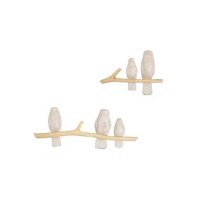 Crane Baby Woodland Nursery and Toddler Room Décor, 2 Piece Wooden Wall Décor for Boys and Girls, Bird Perch, 17" x 7" and 9" x 6.5"