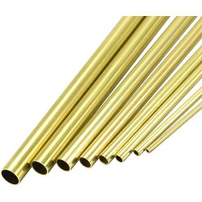 uxcell Brass Tube, 2.5mm 3.5mm 4.5mm 5.5mm 6.5mm 7.5mm 8.5mm 9.5mm OD x 0.5mm Wall Thickness 300mm Length Seamless Round Pipe Tubing, Pack of 8