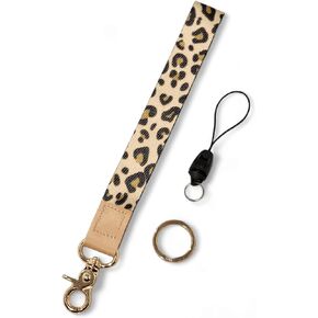 Wristlet Keychain for Women and Men, Cute Cow Print Key Chain Holder，Wrist Lanyard for Keys