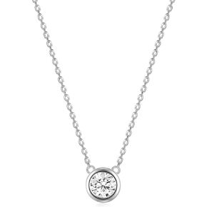 EAMTI 925 Sterling Silver Necklace for Women Cubic Zirconia Circle CZ Pendant Necklace Dainty Minimalist Jewelry Gifts for Women Extenders with Lobster Clasp Gifts for Women Anniversary Day 16 Inch