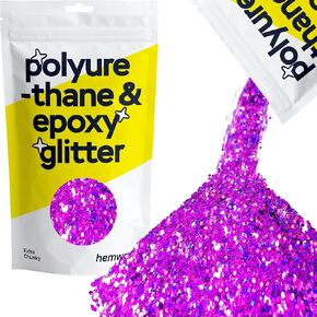 Hemway Polyurethane & Epoxy Resin Glitter 100g / 3.5oz Metallic Crystal Flake Additive for Flooring Jewelry Tumblers Glass Pigment - Extra Chunky (1/24" 0.040" 1mm) - Purple Holographic