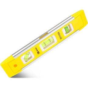 9 Inch Magnetic Torpedo Level, Magnetic Box Level 45°/90°/180° Bubbles, Small Level Tool for Measuring