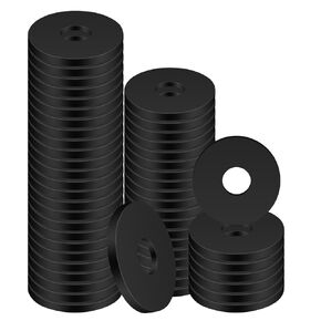 100pcs Flat Rubber Washers Assortment Kit, Heavy Duty Rubber Washers, Black Rubber Grommet Assortment for Household Appliances/Screws/Bolts/Car Accessories, Vibration Suppression (4 Sizes)