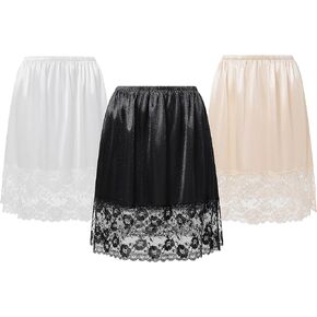 Coucoland Half Slips for Under Dresses - 20" Black White Womens Underskirt Half Slip Women Under Dress Shirt Skirt Extender