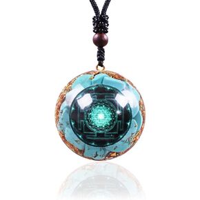 Day Day Up Turquoise Orgonite Pendant Healing Crystal jewelry Orgone Yoga Necklace Reiki Spiritual Energy Jewelry For Women (2)