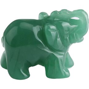 Green Aventurine Elephant Decor Crystals Healing Stones Pocket Polished Natural Statue Cute Set Guardian Figurine Hand-Carved Sculpture Home Room Desk 1.5"