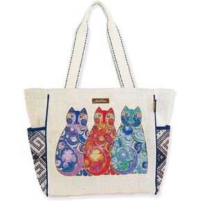 Laurel Burch Olas De Colores Large Woven Cotton Tote Bag