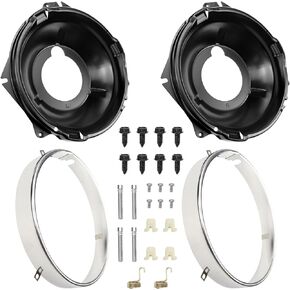 FEXON Camaro Headlight Ring Headlamp Retaining Ring Mounting Bucket Kit with Hardware Camaro Nova Rings for Chevrolet Camaro, Chevrolet Nova, Monte Carlo, Chevy II
