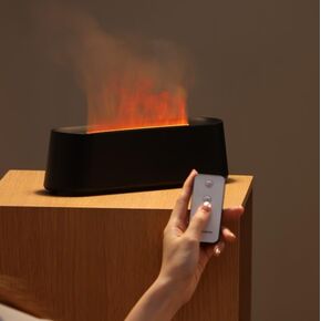Fireplace Flame Diffuser by AlphaDesignLuxe, 200ml Cool Mist Ultrasonic Humidifier with Remote Control, Aromatherapy Essential Oil Vaporizer. (White)