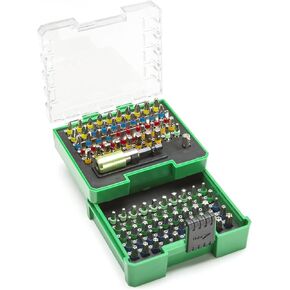 102 pc Premium Security Screwdriver Bit Set with Bonus 1" Adapter + 2.5" Quick Release Chuck, Standard & Tamper Proof Bits, Phillips, Pozi, Slotted, Hex, Torx, Square, Tamper Resistant Star