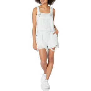 [BLANKNYC] womens Luxury Clothing Denim Shortall Rompers With Destructed Hem Finish, Comfortable & Stylish