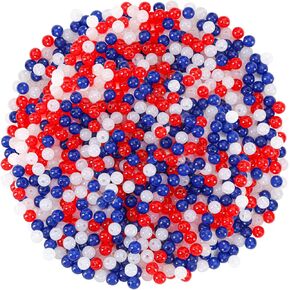4th of July Beads，672 Pcs Red Blue and White Patriotic Beads for Jewelry Making 8mm Crystal Beads Independence Day Party Decoration Necklace Bracelets DIY Crafts Supplies
