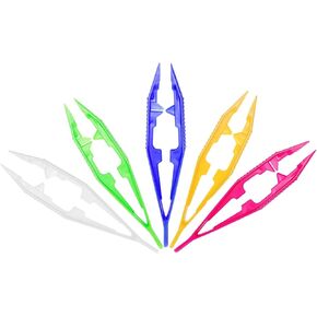 Sowaka 5 Pcs Beads Tweezers Plastic Colorful for Beading Project Craft DIY Handmade Jewelry Making Kids School Project Classroom School Creative Game Tools (Blue Green Yellow White Red)