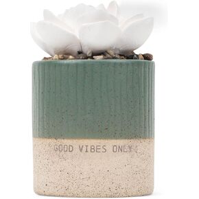 DEMDACO Good Vibes Only باللون الأزرق المخضر النضر 3 × 5 موزع زيت على الطاولة من الخزف الحجري in Kuwait