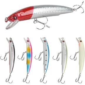 IZA Minnow Fishing Baits with 3D Life-Like Eyes 6pcs Laser Swimbait Sinking Lure Suspending Jerk Bait Jerkbait Fishing Lures Kit