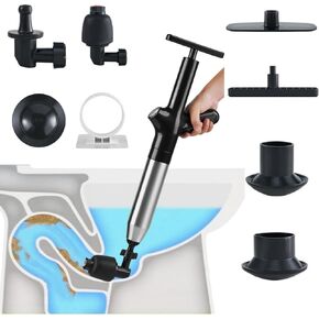 High Pressure Toilet Plunger,Plungers for Bathroom Heavy Duty,Stainless Steel Air Drain Plunger for Clogged Toilets for Bathroom, Floor Drain, Sink, Kitchen(black) in Saudi Arabia