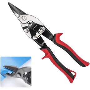 TOOLEAGUE Aviation Tin Snips for Cutting Metal Sheet Tin Cutting Shears with Forged Blade, Heavy Duty Metal Cutter Long Straight Cut 12 inches Metal Shears