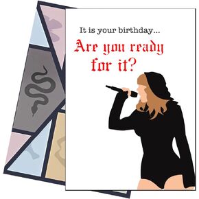 Sincerez Song-Inspired Birthday Card and Envelope Set - 'Are You Ready for It?' - Music Birthday Card for Friends, Sisters, Daughters, Nieces