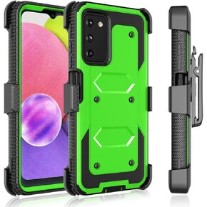 Tekcoo Holster Clip for Galaxy A03S (US Vesion) Case [Tshell] Shock Absorbing [Built-in Screen] [Kickstand Locking Belt] Carrying Secure Swivel Defender Full Body Cover for Samsung Galaxy A03S Black