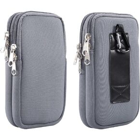 Dual Layer Universal Neoprene Cell Phone Sleeve, Zip Wallet Belt Loop Holster for iPhone 15 Plus 14 Pro Max 13 Pro Max 12 Pro Max XR XS Max Google Pixel 7 Pro 6 6a 5 4a 5G 4XL OnePlus 10 Pro (Black)