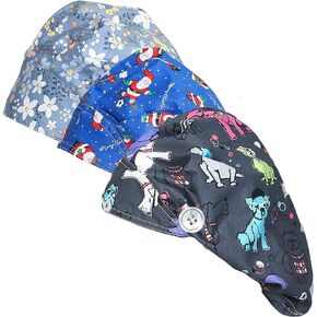 DREYOLIFE 3 Piece Bouffant Hats Cotton Sweatband Value Set