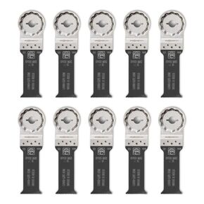Fein StarLock Max E-Cut Long-Life Oscillating Saw Blade - Long Narrow Shape 1-1/4" Width for All Woods, Drywall and Plastics - Fits Most Multitools - 10-Pack - 63502201290