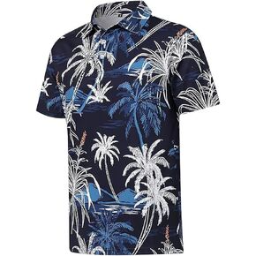 AOTORR Mens Polo Shirts Dry Fit Moisture-Wicking Performance Print Short Sleeve Golf Shirts for Men