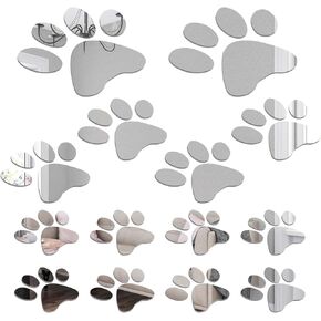 14Pcs Acrylic Mirror Wall Stickers Paw Mirror Decals Dog Footprints Mirror Stickers Removable Wall Stickers Paw Decors Mirror Wall Sticker for DIY Home Decoration