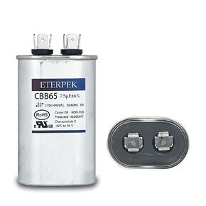 7.5uF 370V/440VAC CBB65 Oval Run Start Capacitor 50/60Hz 7.5 MFD Air Conditioner Capacitors A/C Capacitor for Unit Fan Motor Start or Pool Pump or Air Condenser Straight Cool