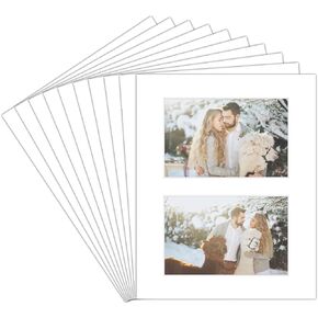 Golden State Art, 8x10 White Mat for (2) 4X6 Pictures - Pack of 10 - White Core Bevel Cut Acid-Free Mat Boards for Artworks, Prints, Photographs