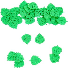Fake Leaves Set - Felt Leaves for Crafts - Artificial Leaves for Scrapbook, DIY, Embroidery, Decoration Home, Green, 30 Pcs