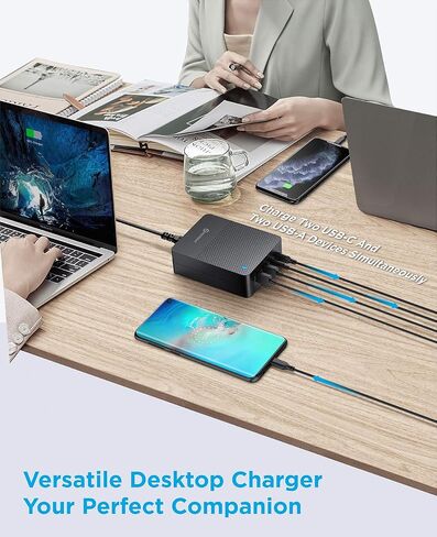 100W USB C Charger, UtechSmart 4-Port Fast Charger Station, Wall Charger Block Power Adapter Compatible with MacBook Pro/Air, iPad, iPhone 14 Pro, Galaxy, Steam Deck, in Saudi Arabia