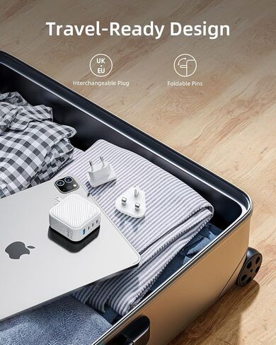 شاحن USB C بقوة 100 واط، 4 منافذ GaN، هاتف صغير الحجم قابل للطي، شاحن جداري سريع الشحن، محول طاقة متوافق مع أجهزة MacBook، iPad، iPhone، Galaxy، الكمبيوتر المحمول، AirPods، Apple Watch والمزيد in Kuwait