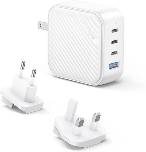 شاحن USB C بقوة 100 واط، 4 منافذ GaN، هاتف صغير الحجم قابل للطي، شاحن جداري سريع الشحن، محول طاقة متوافق مع أجهزة MacBook، iPad، iPhone، Galaxy، الكمبيوتر المحمول، AirPods، Apple Watch والمزيد in Kuwait