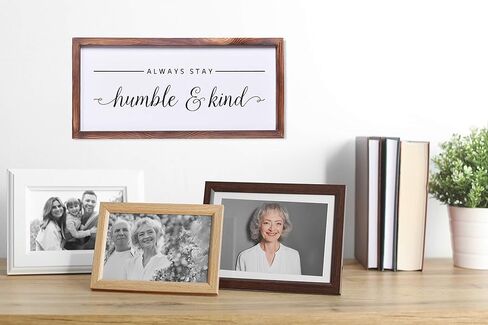 ديكور مزرعة - ديكور جداري فني حديث ريفي - ابق دائمًا متواضعًا ولطيفًا - لافتة مطبوعة بإطار من الخشب الصلب لتزيين جميع الغرف - مقاس 8 × 17 بوصة in Kuwait