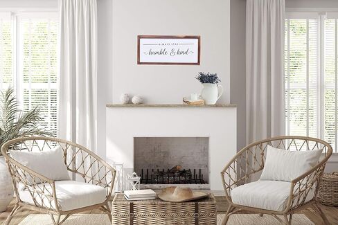 ديكور مزرعة - ديكور جداري فني حديث ريفي - ابق دائمًا متواضعًا ولطيفًا - لافتة مطبوعة بإطار من الخشب الصلب لتزيين جميع الغرف - مقاس 8 × 17 بوصة in Kuwait