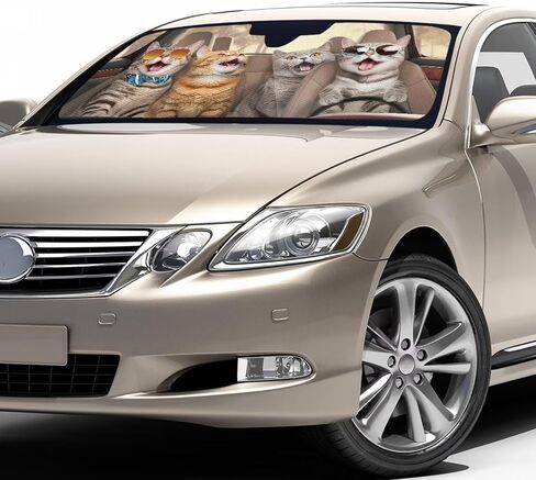 Funny Cat Print Car Sun Shade Windshield Cute, Fashion Foldable Car Front Window Sunshades for Most Sedan SUV Trucks in Saudi Arabia